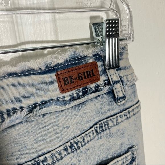 NWOT BE GIRL Acid Wash Knee Length Distressed Denim Midi Skirt | size XS - Picture 7 of 9